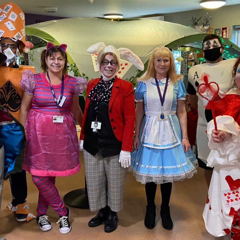 Staff at Boyn dressed for Mad Hatters Tea Party