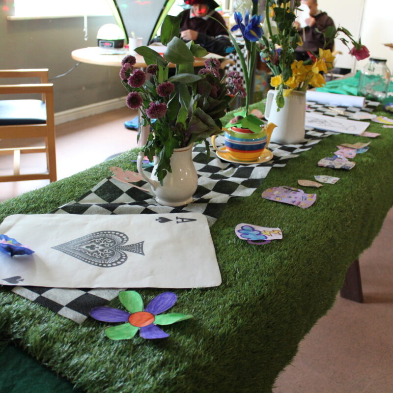 Tea party themed table decorations