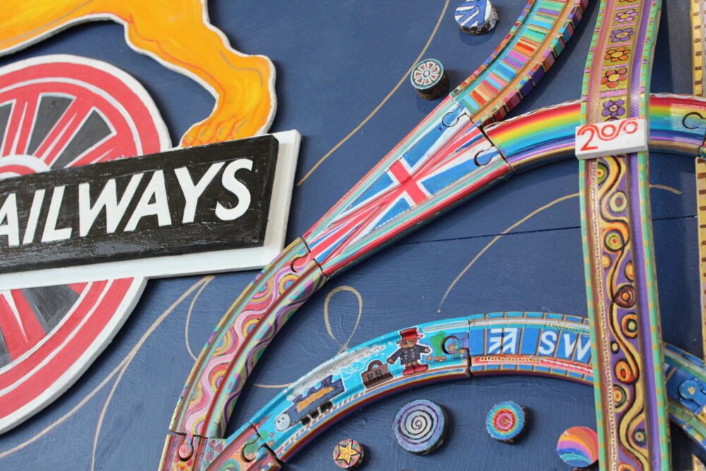 Close up of traing station artwork tracks