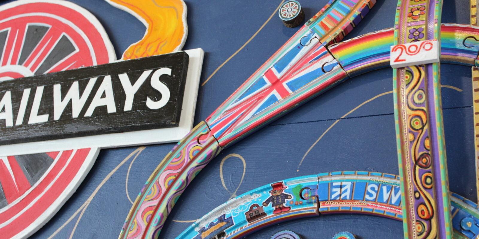 Close up of traing station artwork tracks