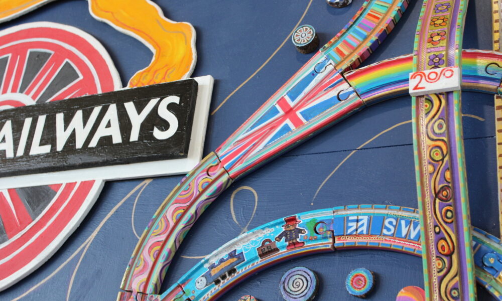 Close up of traing station artwork tracks