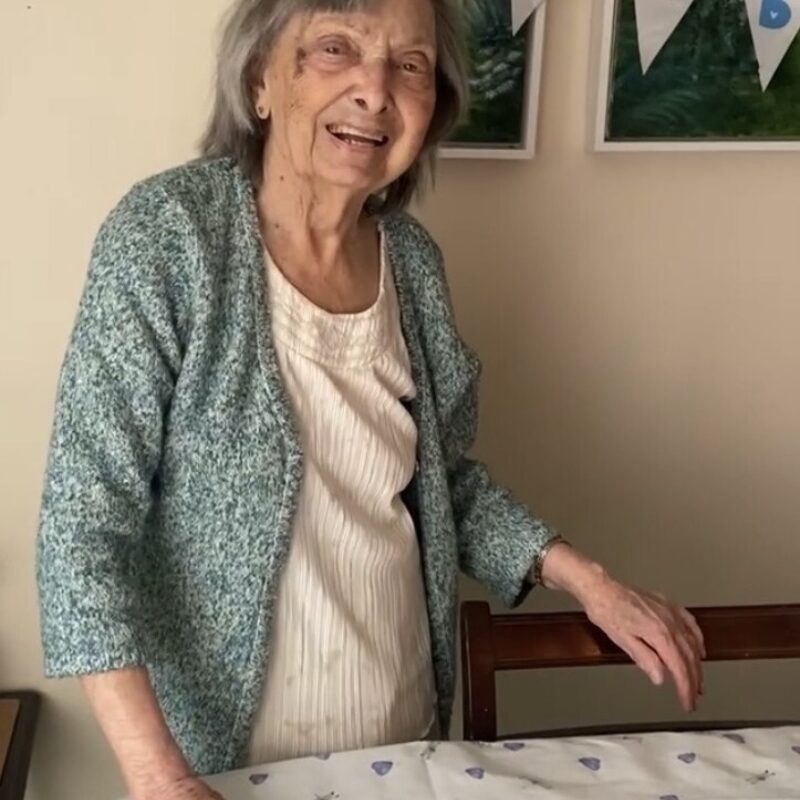 Josie smiling at camera