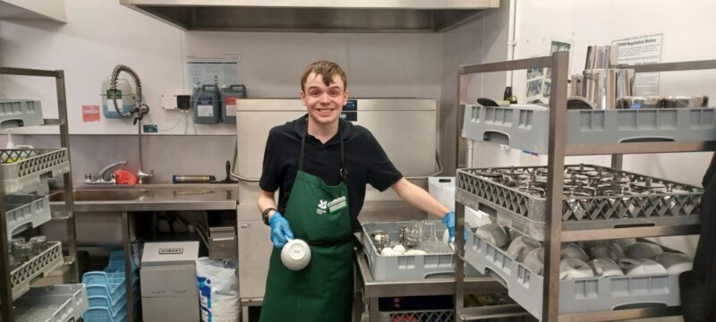 Luke working in kitchen