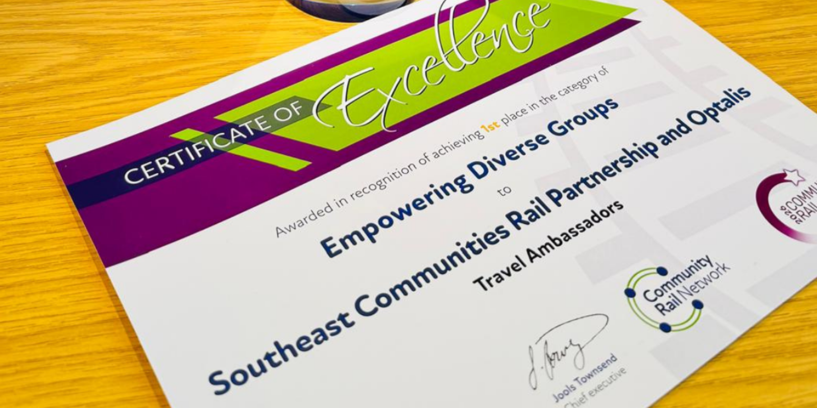 Certificate award winner